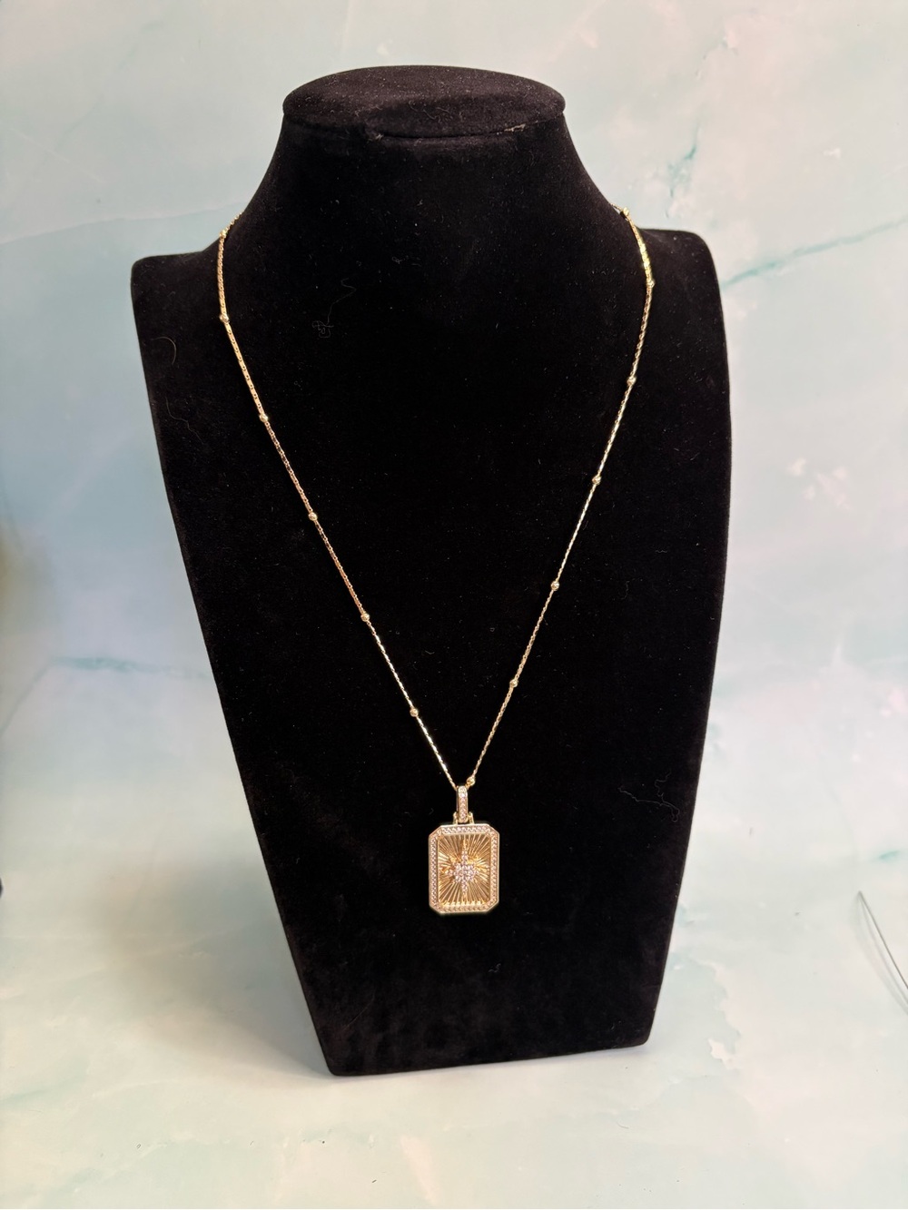 Gold Filled Sunburst Pendant - Dainty Necklace - 18 inch